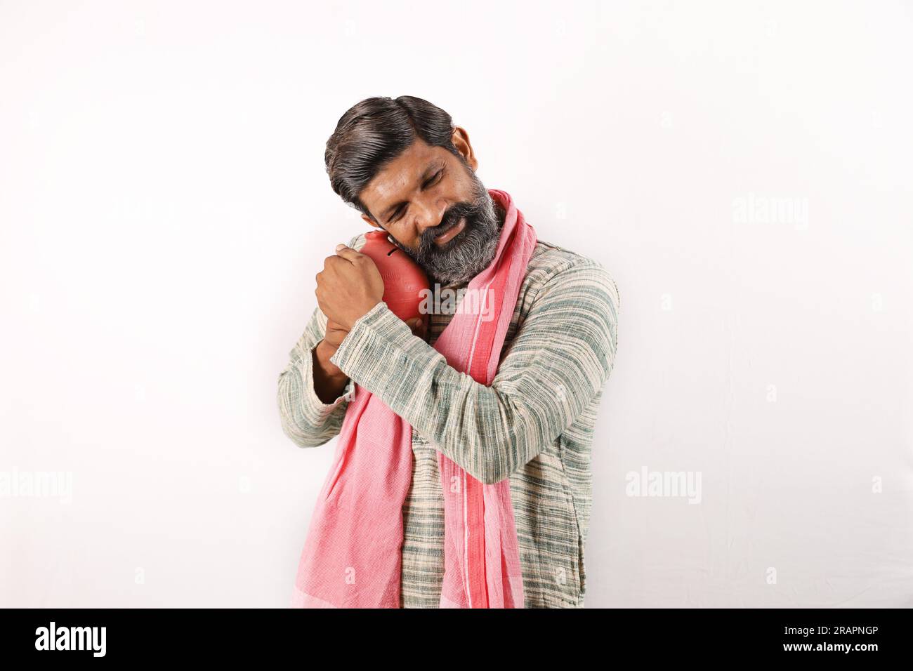 Portrait Of Happy Indian Bearded Farmer Man In Rural India Concept