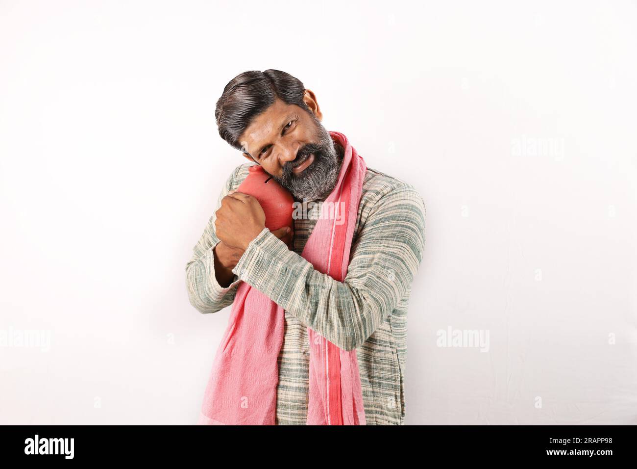 Portrait Of Happy Indian Bearded Farmer Man In Rural India Concept