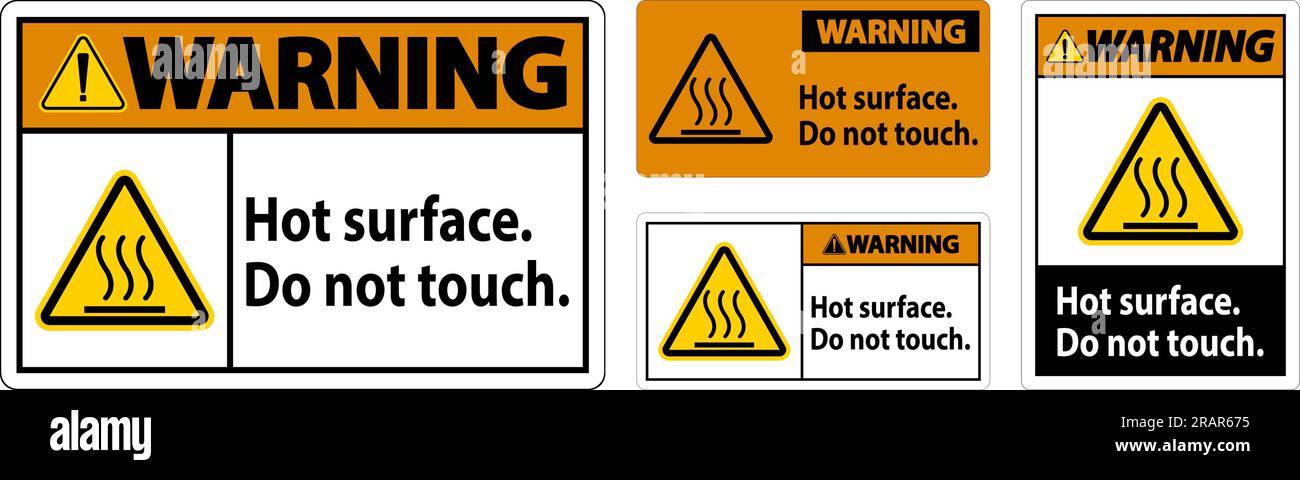 Warning Safety Label Hot Surface Do Not Touch Stock Vector Image Art Alamy