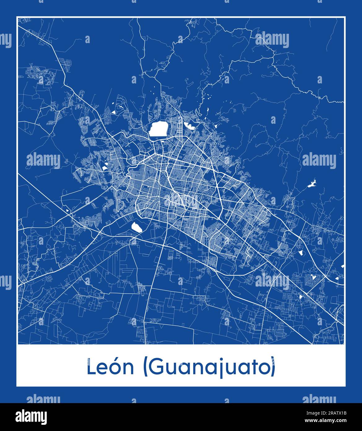 Leon Guanajuato Mexico North America City Map Blue Print Vector Illustration Stock Vector Image
