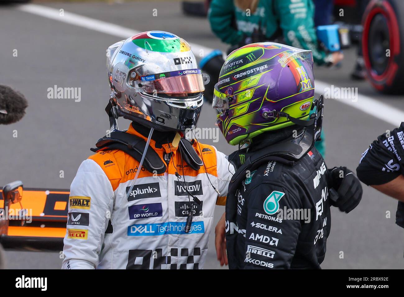 Podium Celebration Lando Norris Gbr Mclaren Mcl And Lewis Hamilton