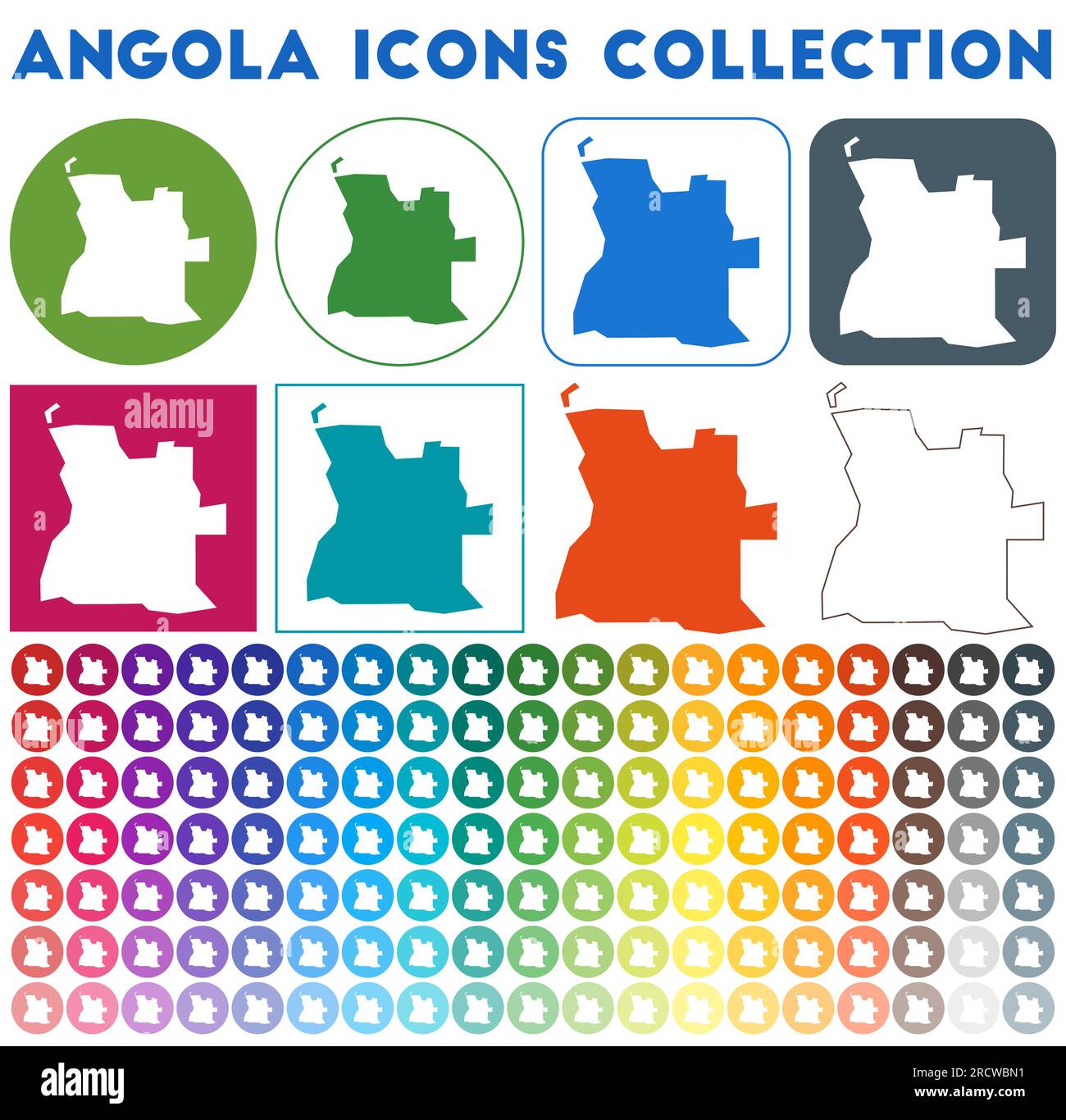 Angola Icons Collection Bright Colourful Trendy Map Icons Modern