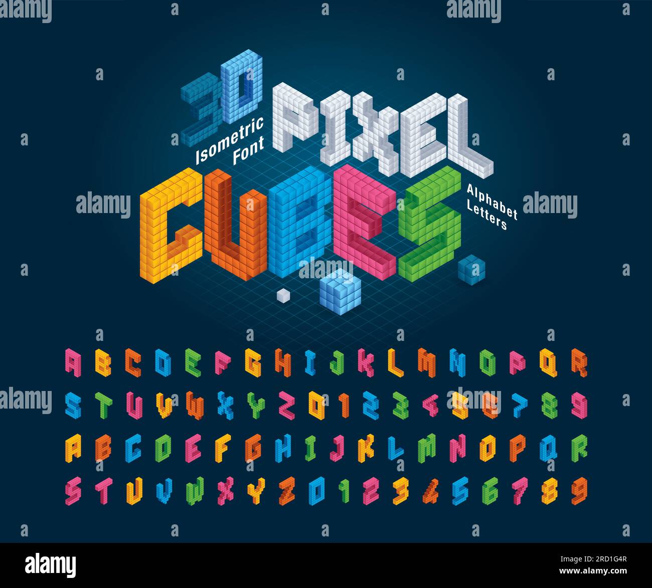 Vector Of Cube Alphabet Letters And Numbers Abstract D Isometric