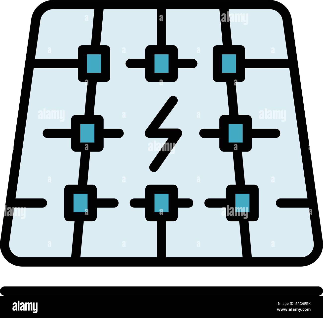 Roof Energy Panel Icon Outline Vector Solar Power House Heat Color