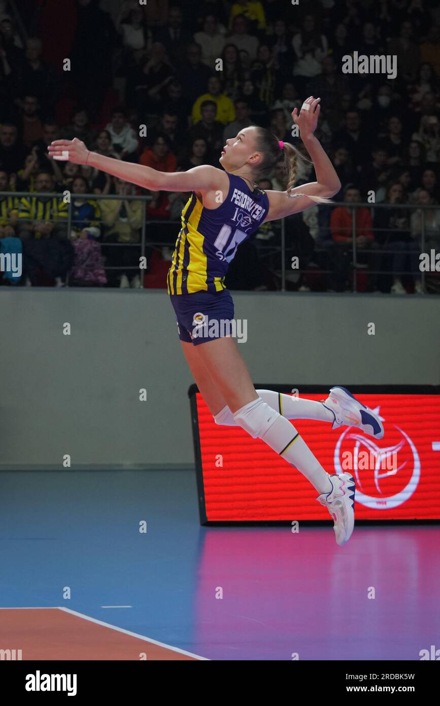 Istanbul Turkiye March Arina Fedorovtseva Serves During