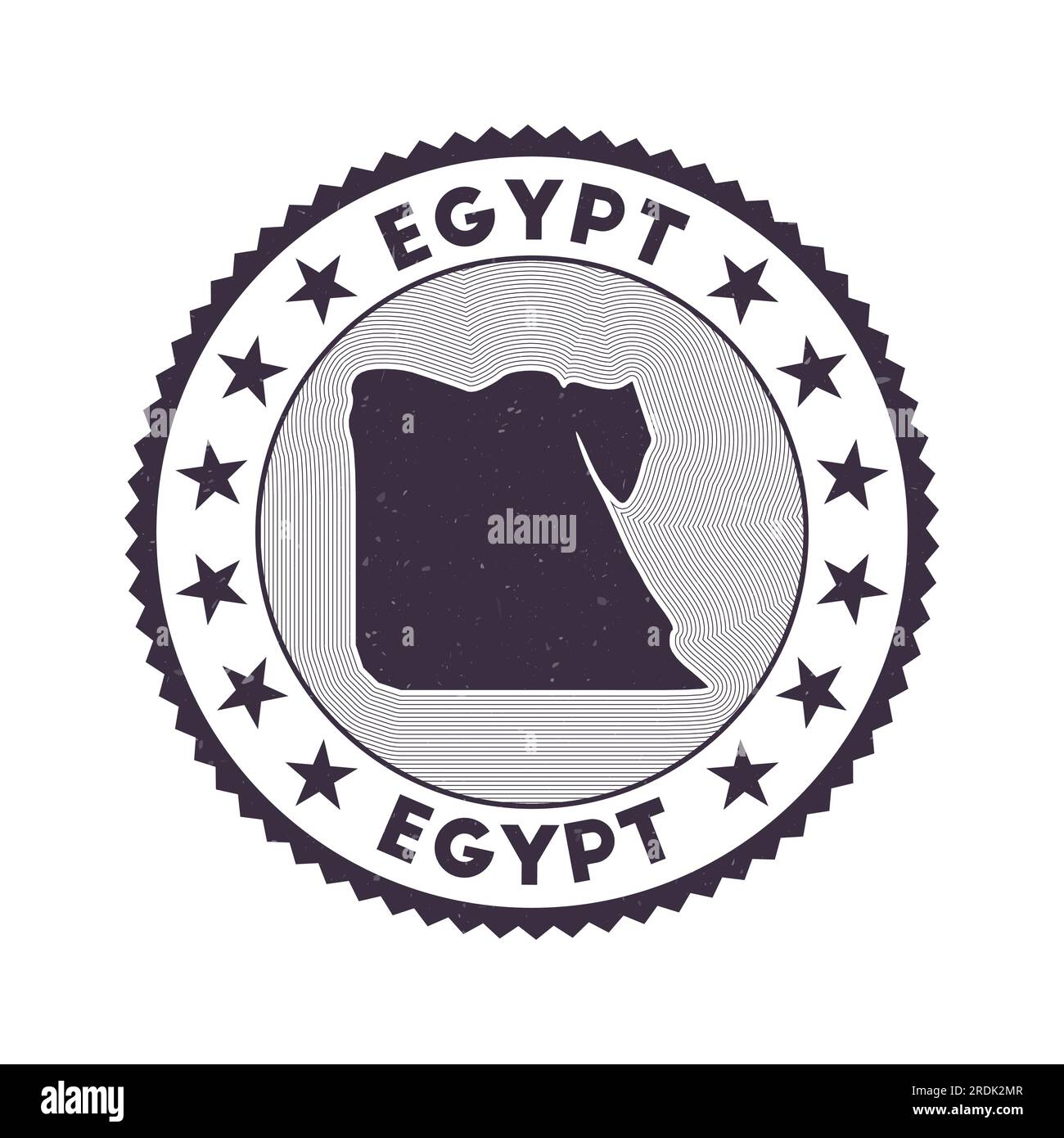 Egypt Emblem Country Round Stamp With Shape Of Egypt Isolines And