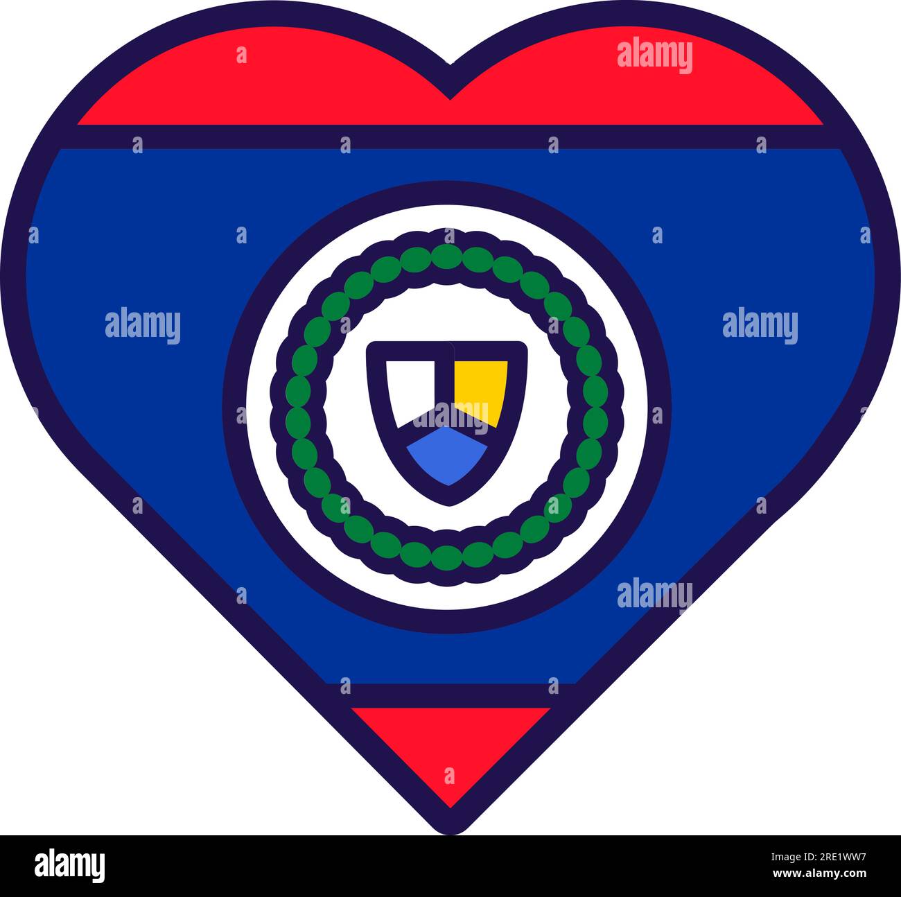 Patriot Heart In National Belize Flag Colors Festive Element