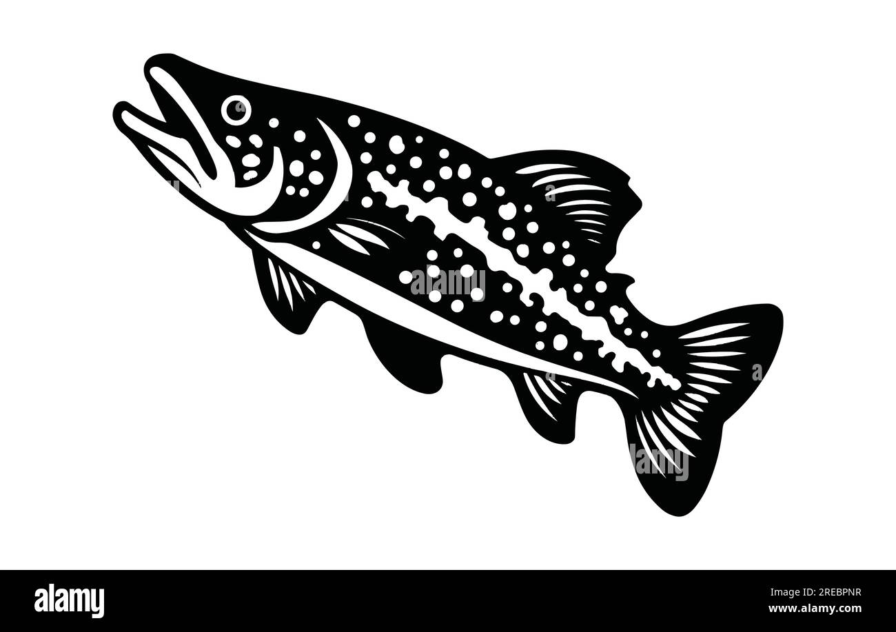 River Trout Fish Vector River Trout Fish Silhouette Stock Vector Image