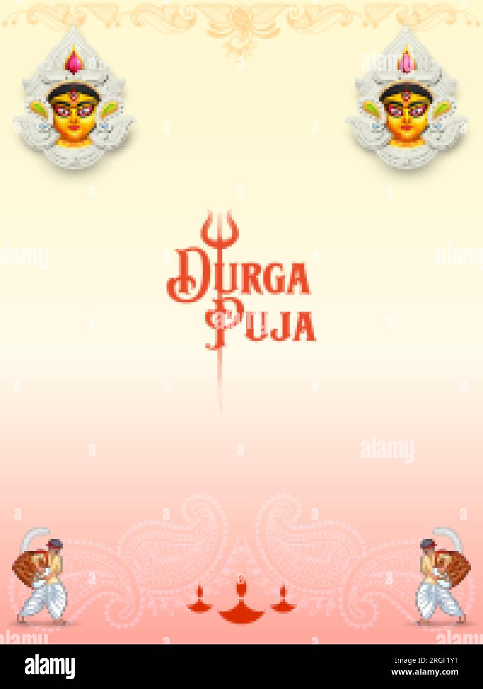 Illustration Of Goddess Durga Face In Happy Durga Puja Subh Navratri