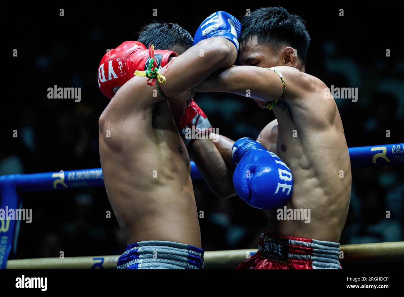 Bangkok Thailand Th Aug Muay Thai Boxers Seen During A Fight