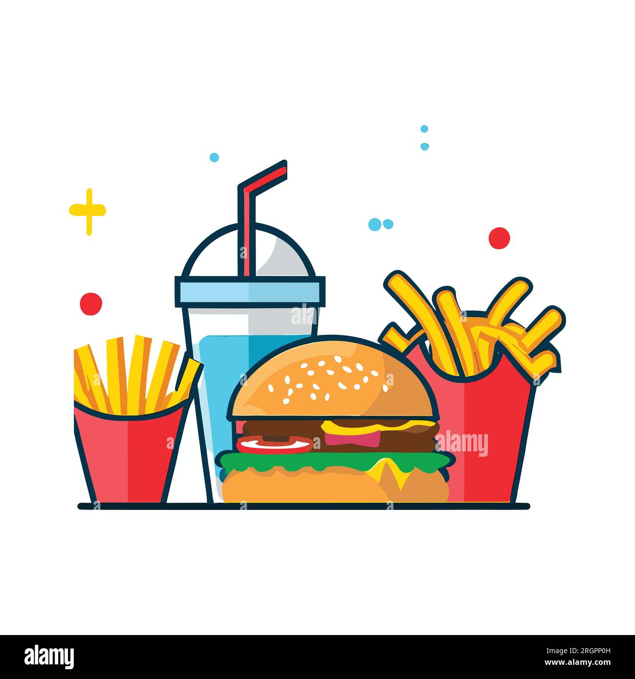 Set Of Fast Food Items Vector Illustration Stock Vector Image Art Alamy