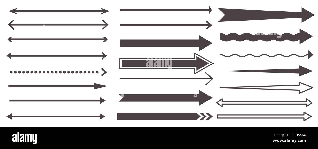 Long Straight Arrow Set Horizontal Right Black Lines Basic Simple