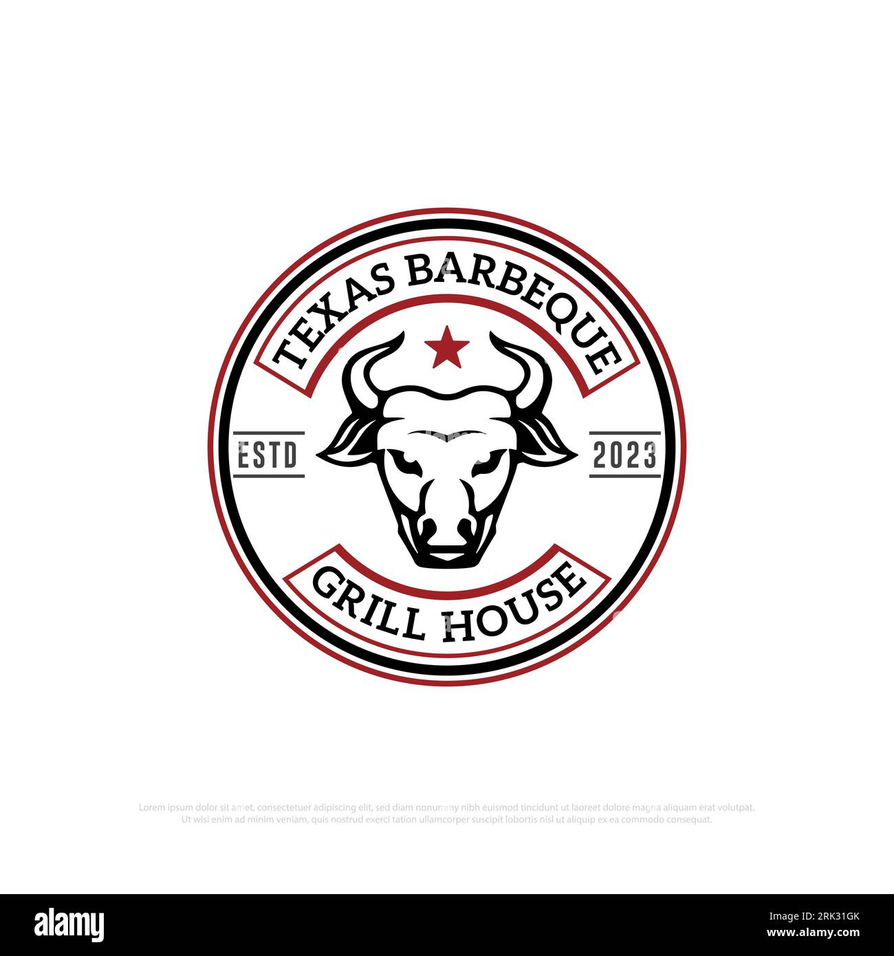 Texas Barbeque Grill House Logo Design Vector Retro Grill House And