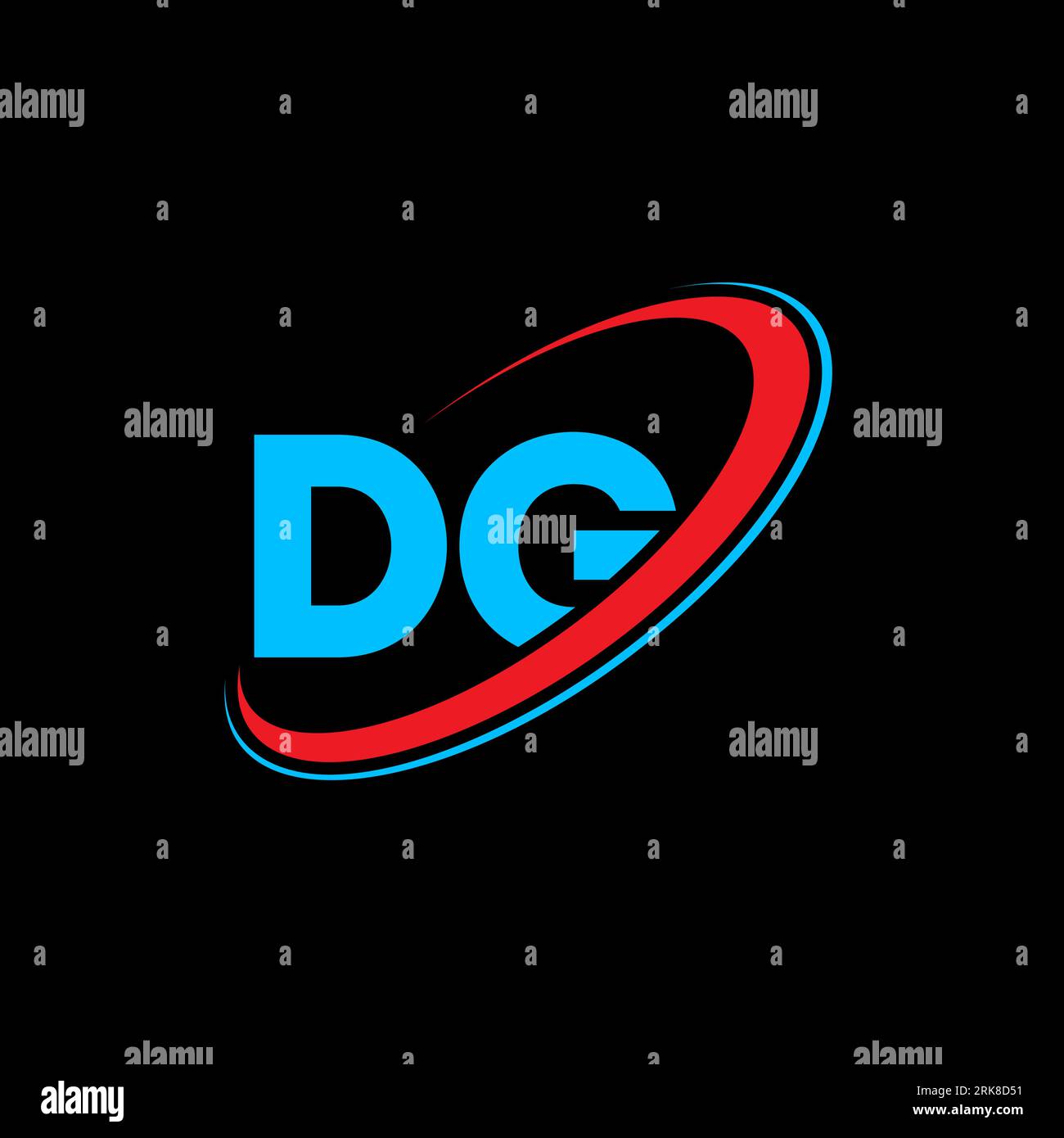 Dg D G Letter Logo Design Initial Letter Dg Linked Circle Uppercase