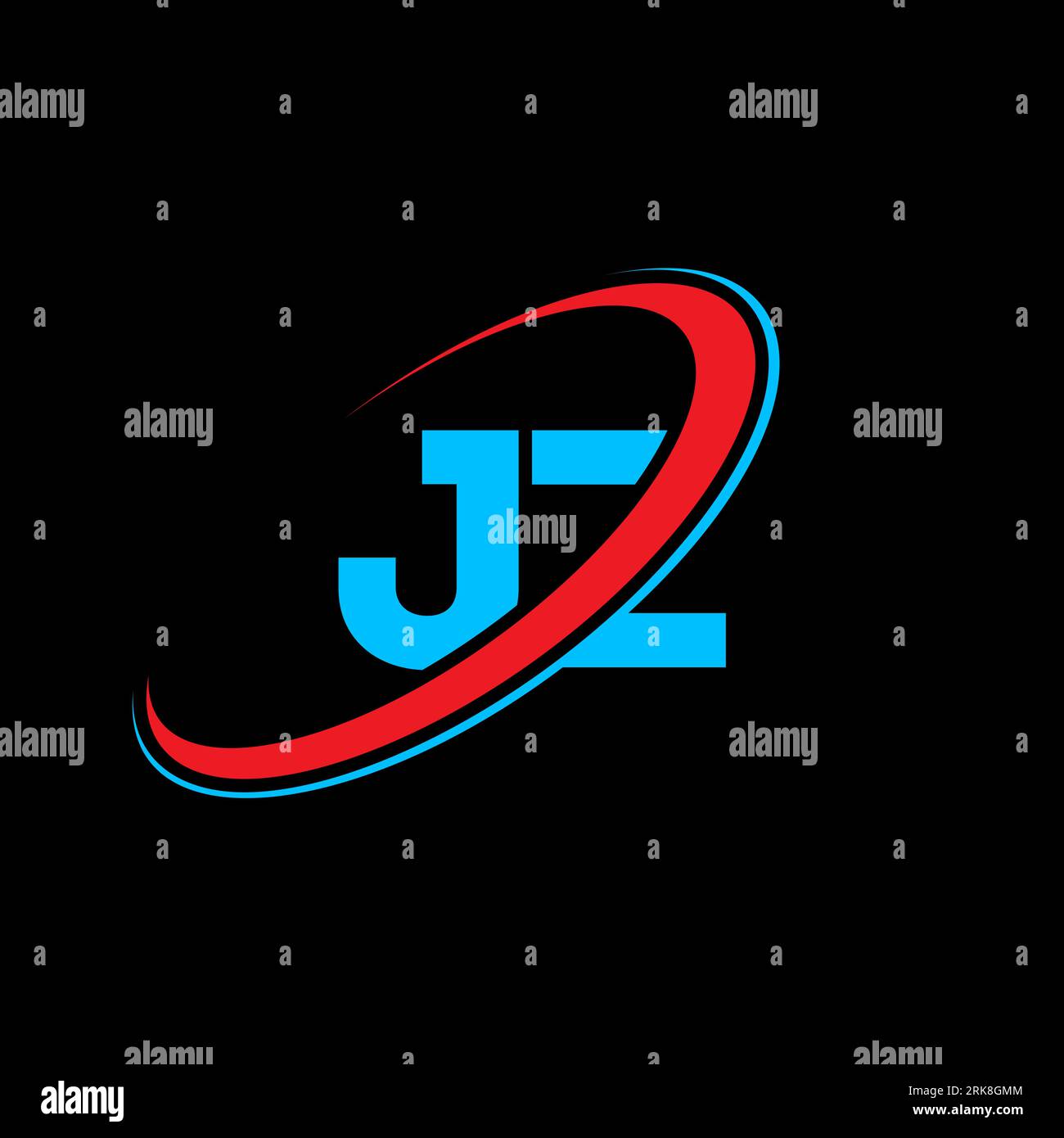 Jz J Z Letter Logo Design Initial Letter Jz Linked Circle Uppercase