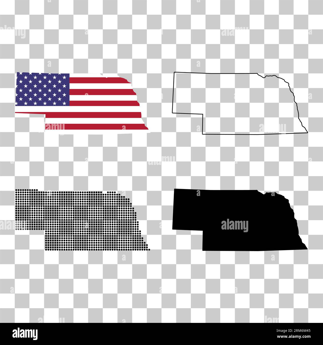 Set Of Nebraska Map United States Of America Flat Concept Icon Vector