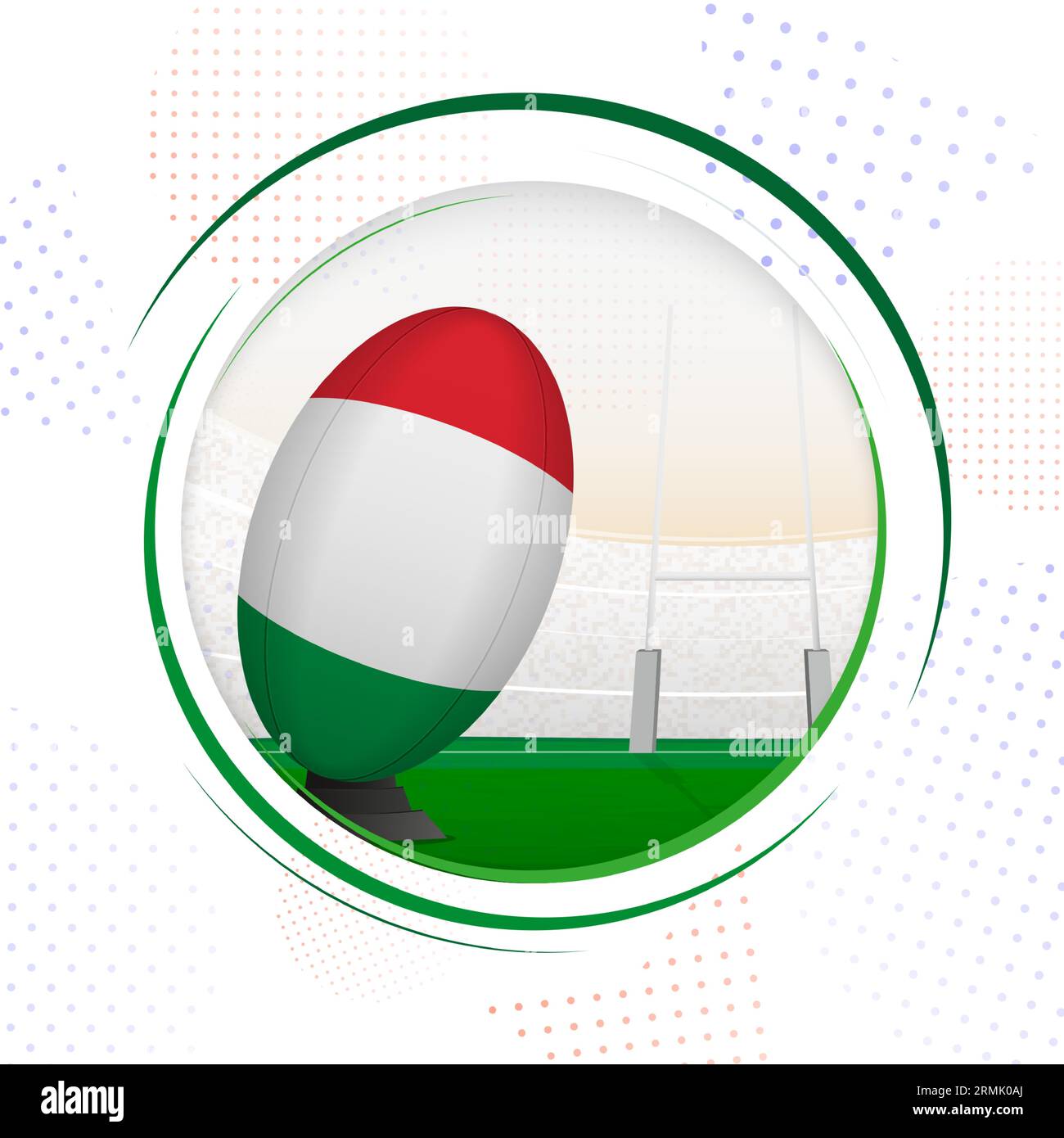 Flag Of Italy On Rugby Ball Round Rugby Icon With Flag Of Italy