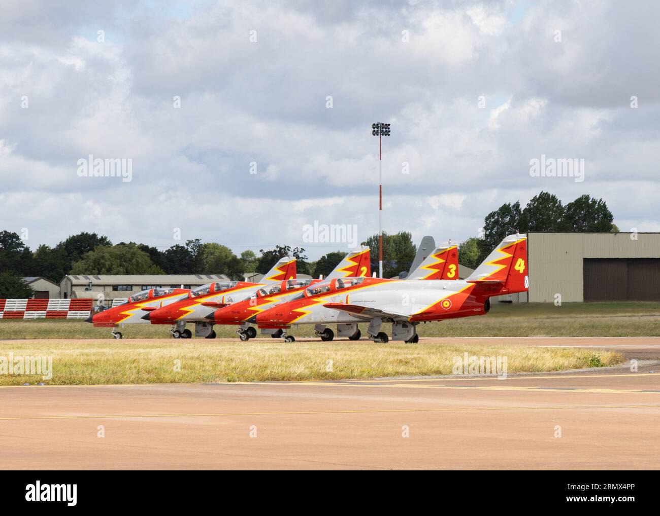 The Spanish Patrulla Águila aerobatic display team prepare to leave the