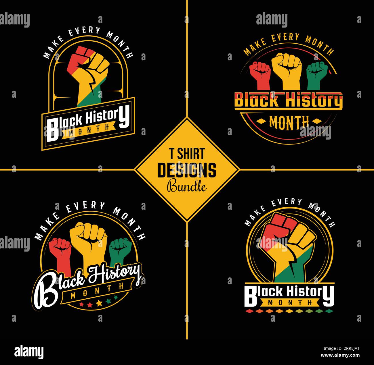 Black History Month T Shirt Design Bundle Template Set With Black