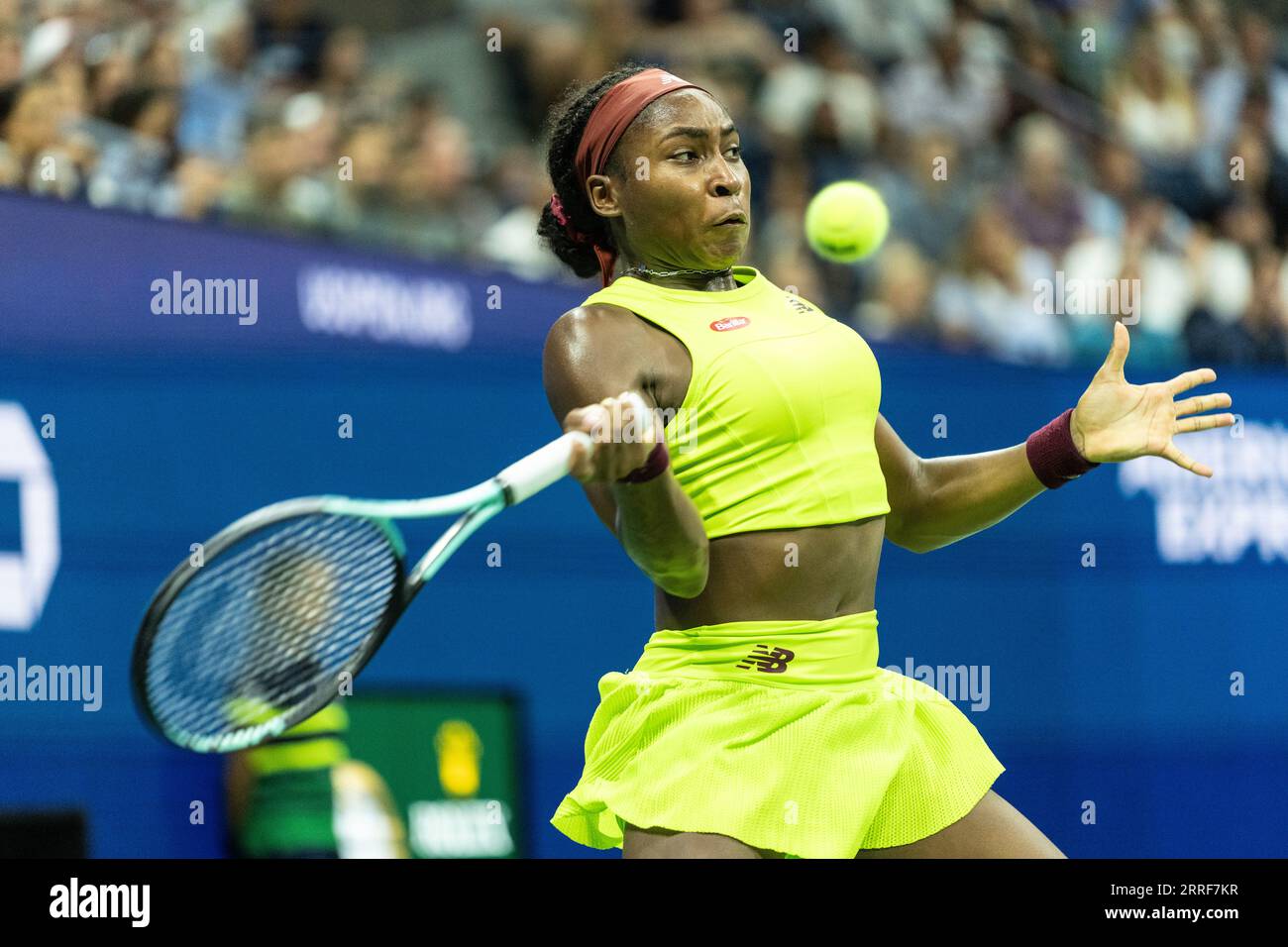 Coco Gauff Of Usa Returns Ball During Semifinal Round Against Karolina