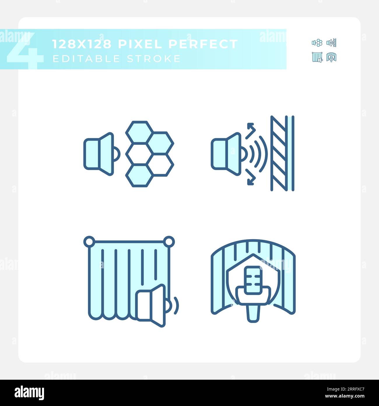 Pixel Perfect Blue Soundproofing Icons Set Stock Vector Image Art Alamy