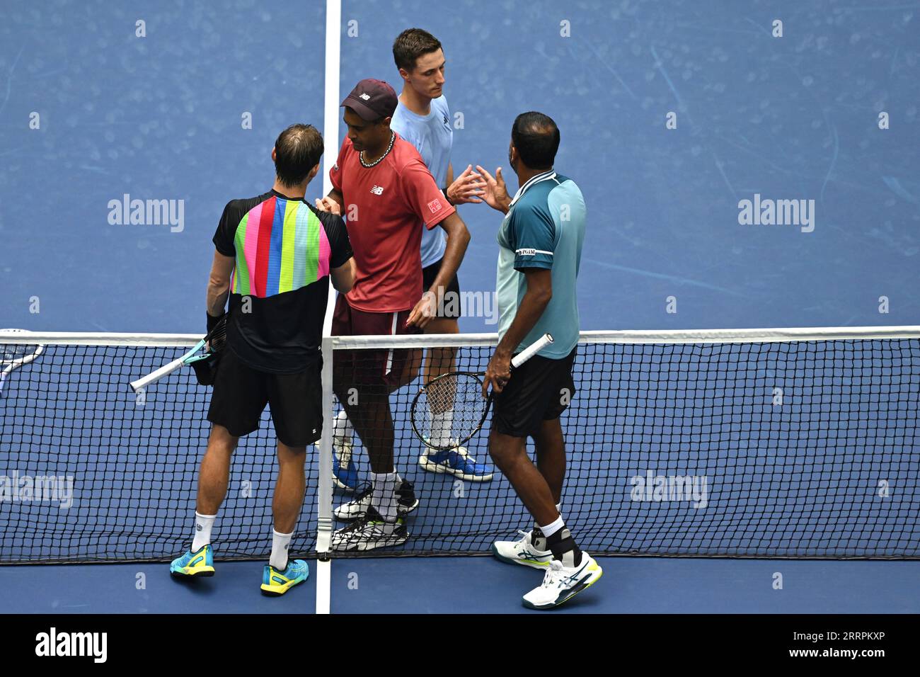 Joe Salisbury And Rajeev Ram Shake Hands At The Net With Matthew Ebden