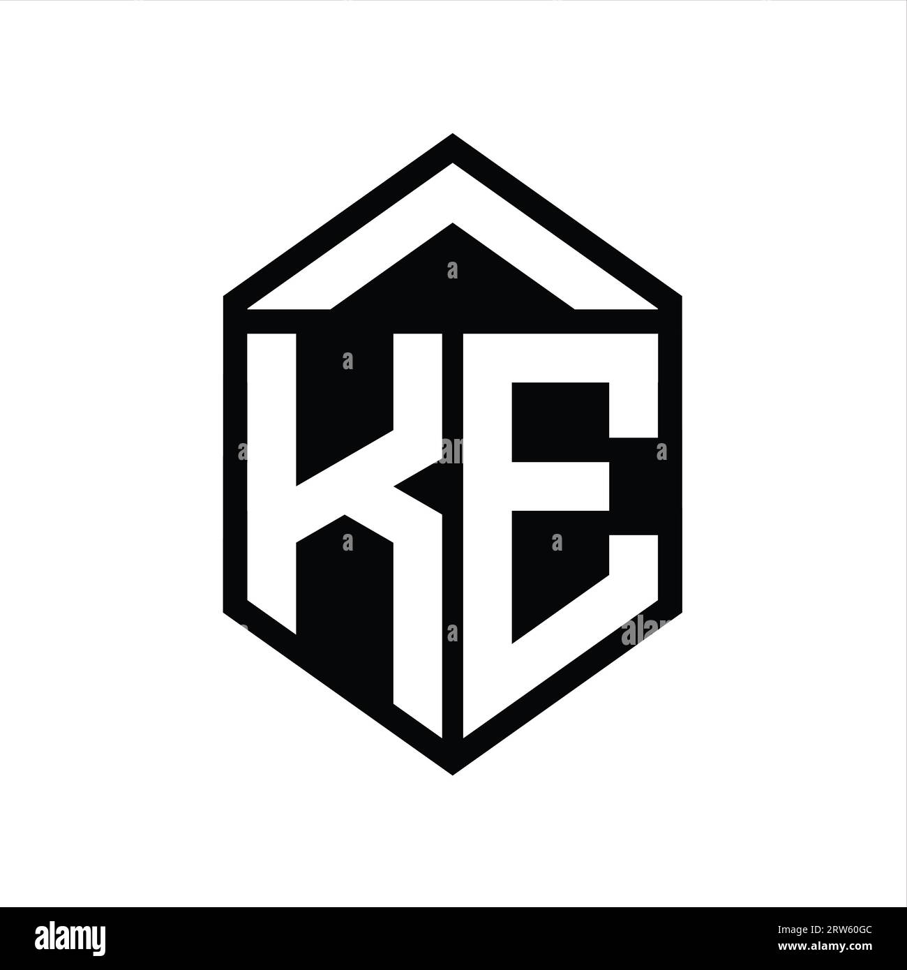 KE Letter Logo Monogram Simple Hexagon Shield Shape Isolated Style