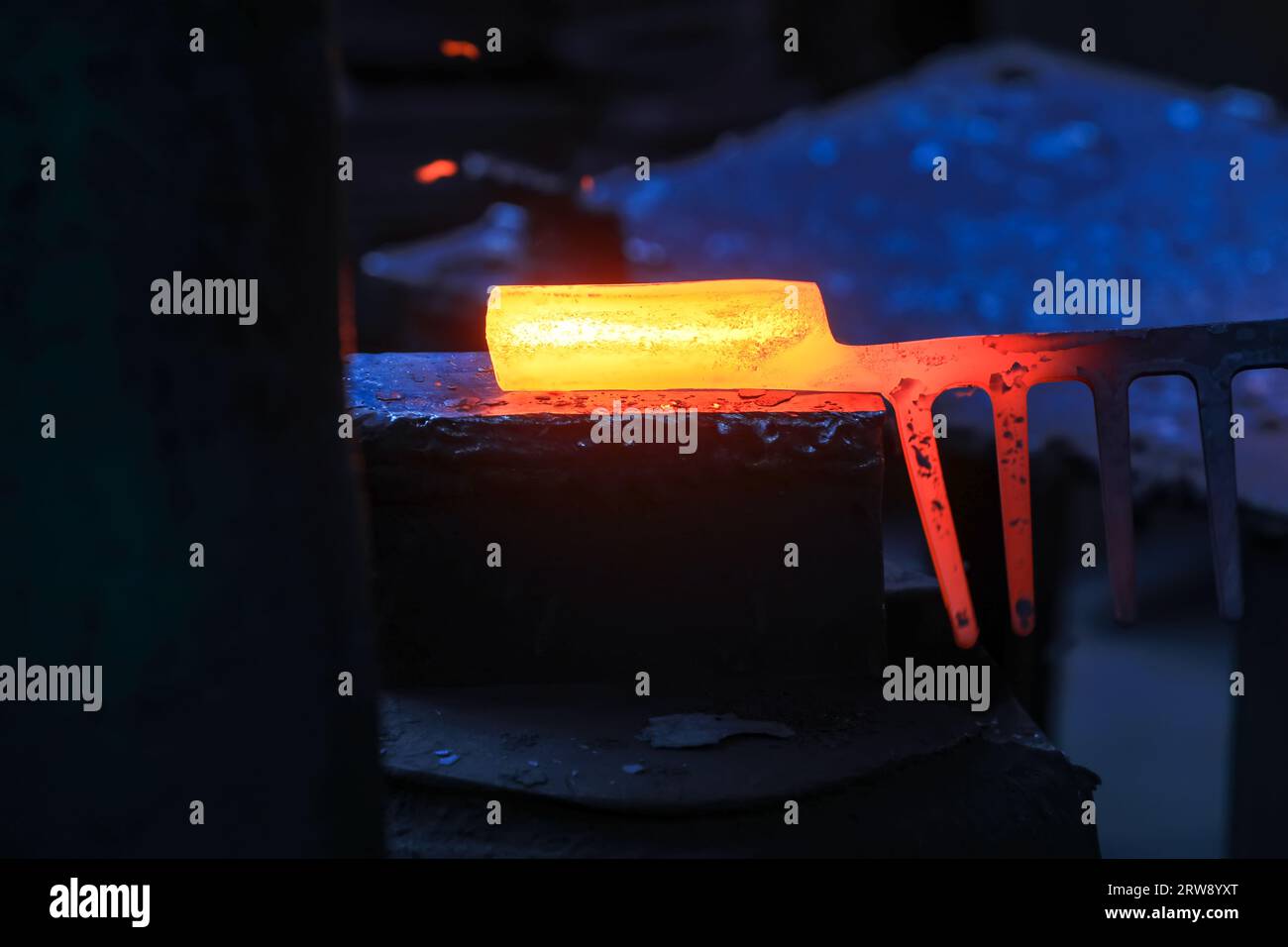 The Steel Billet In High Temperature Forging Is In A Hardware Tool