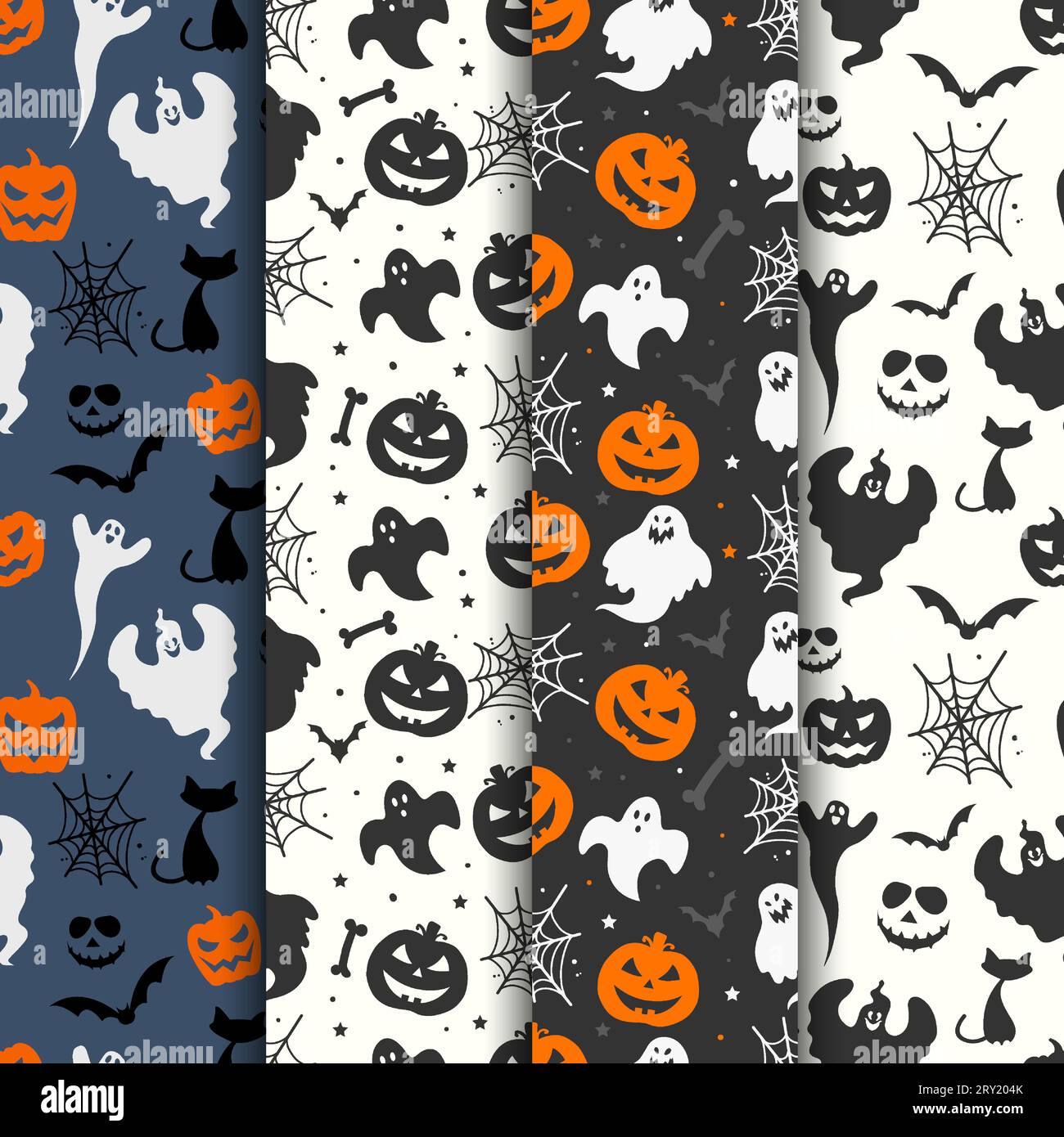 Halloween Seamless Patterns Background Collection Illustration With