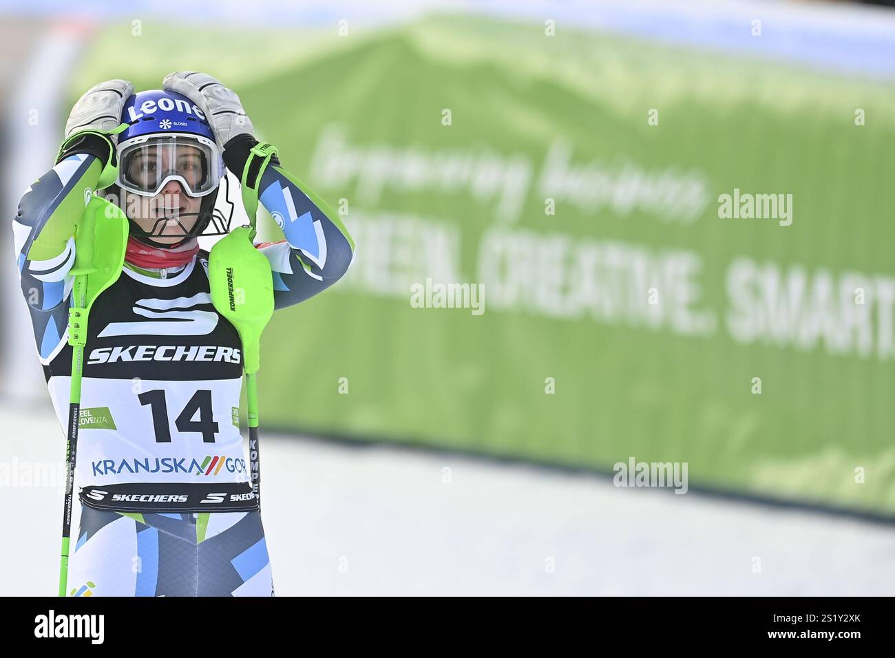 Andreja Slokar Of Slovenia Reacts During The Audi Fis Alpine Ski World