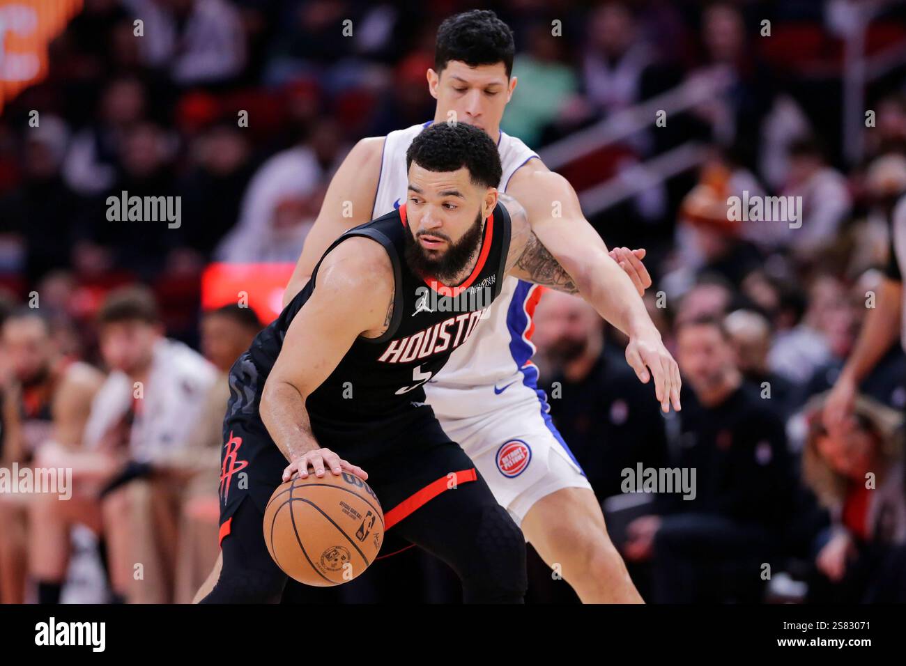 Houston Rockets Guard Fred VanVleet Front Spins To The Basket In