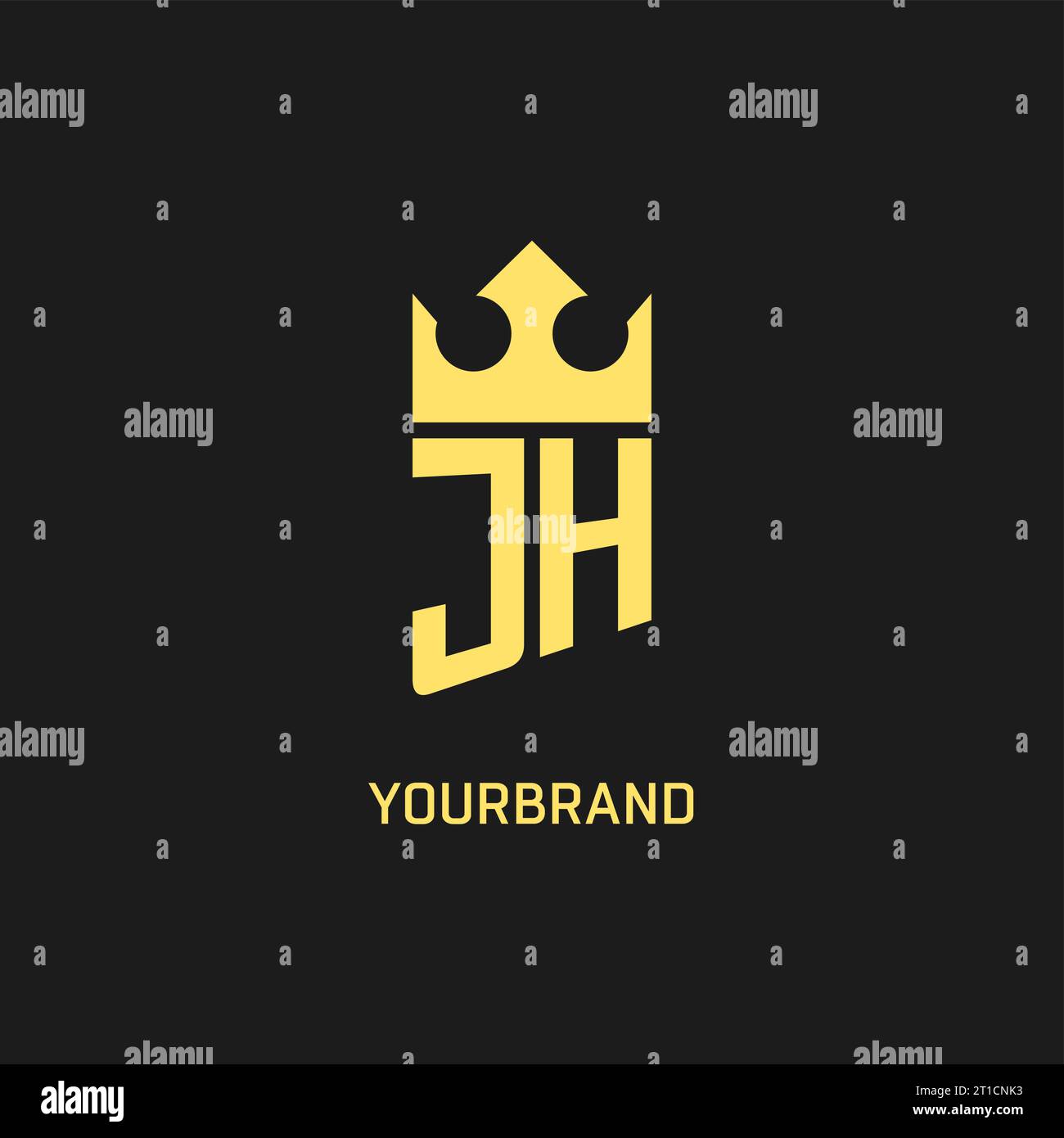 Monogram JH Logo Shield Crown Shape Elegant And Luxury Initial Logo