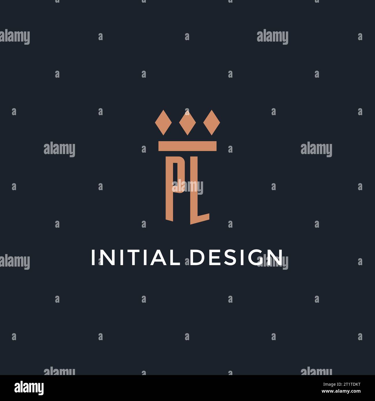 PL Logo Initial With Pillar Icon Design Luxury Monogram Style Logo For