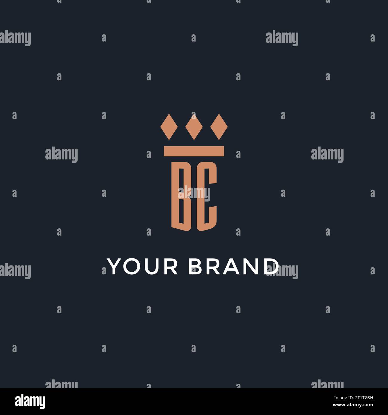 BC Logo Initial With Pillar Icon Design Luxury Monogram Style Logo For