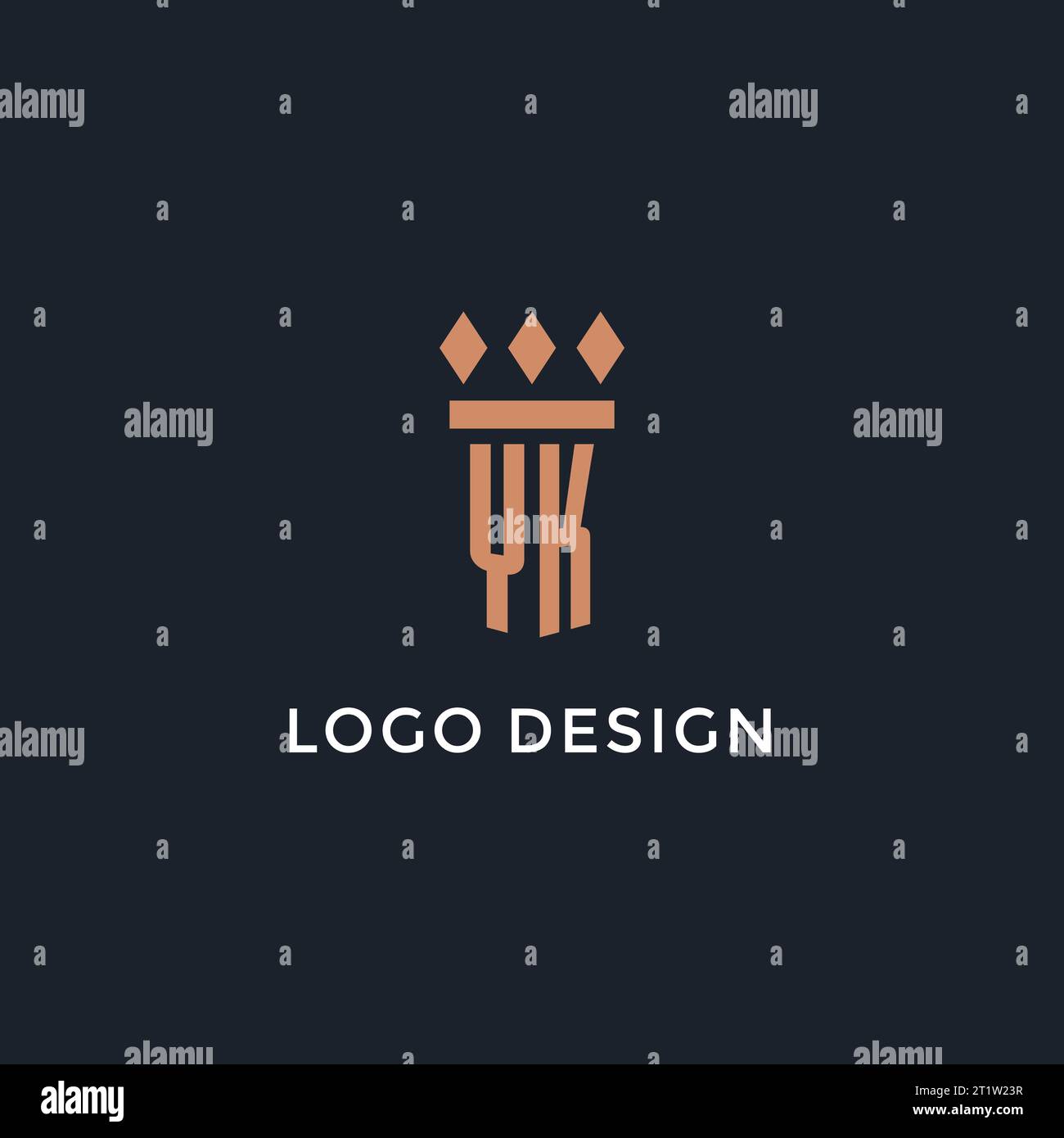 YK Logo Initial With Pillar Icon Design Luxury Monogram Style Logo For