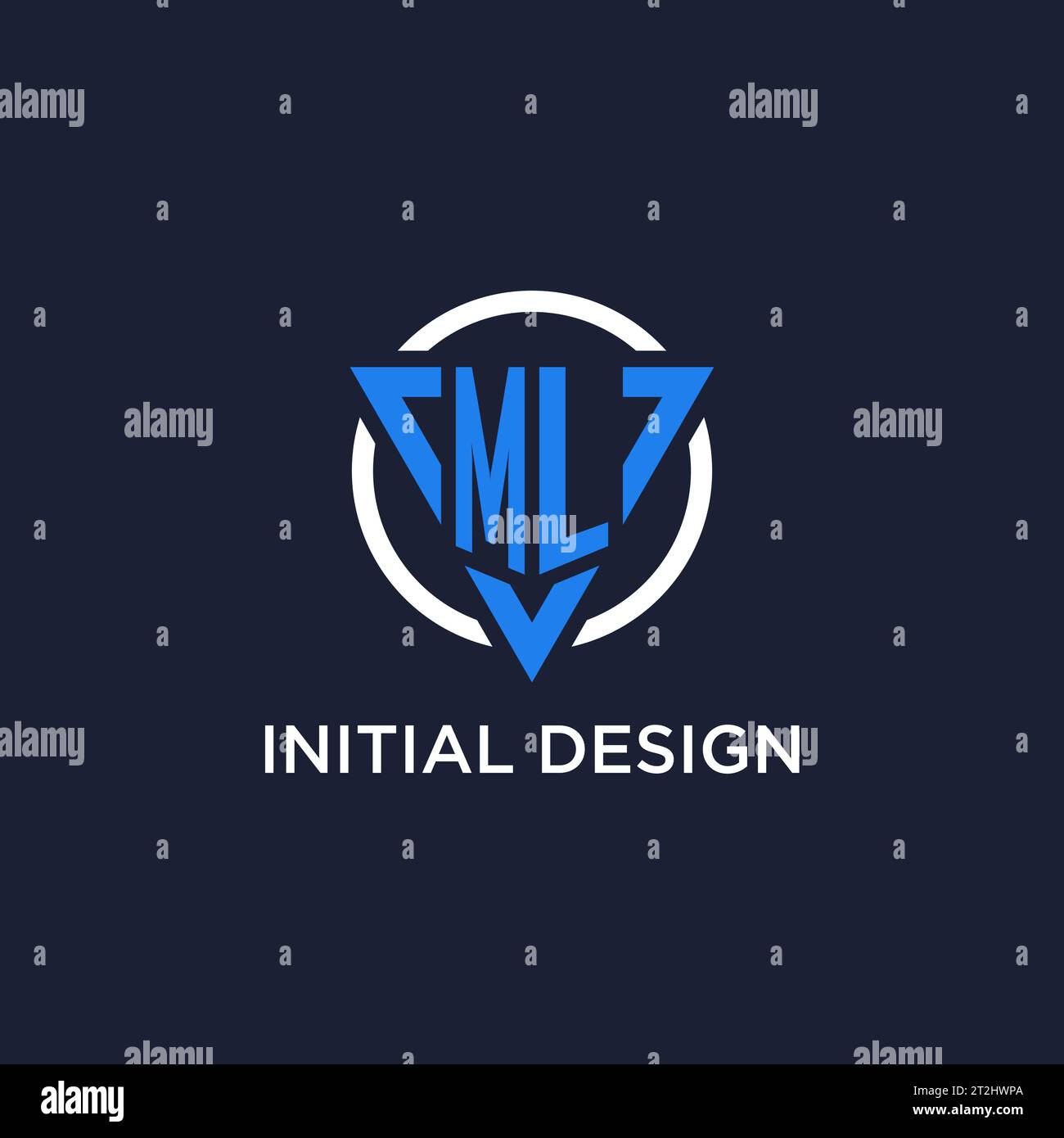 ML Monogram Logo With Triangle Shape And Circle Design Vector Stock