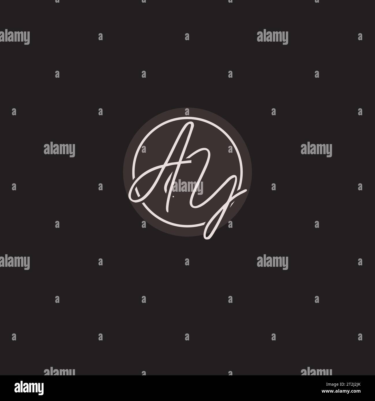 Initials AY Logo Monogram With Simple Circle Line Style Vector Graphic