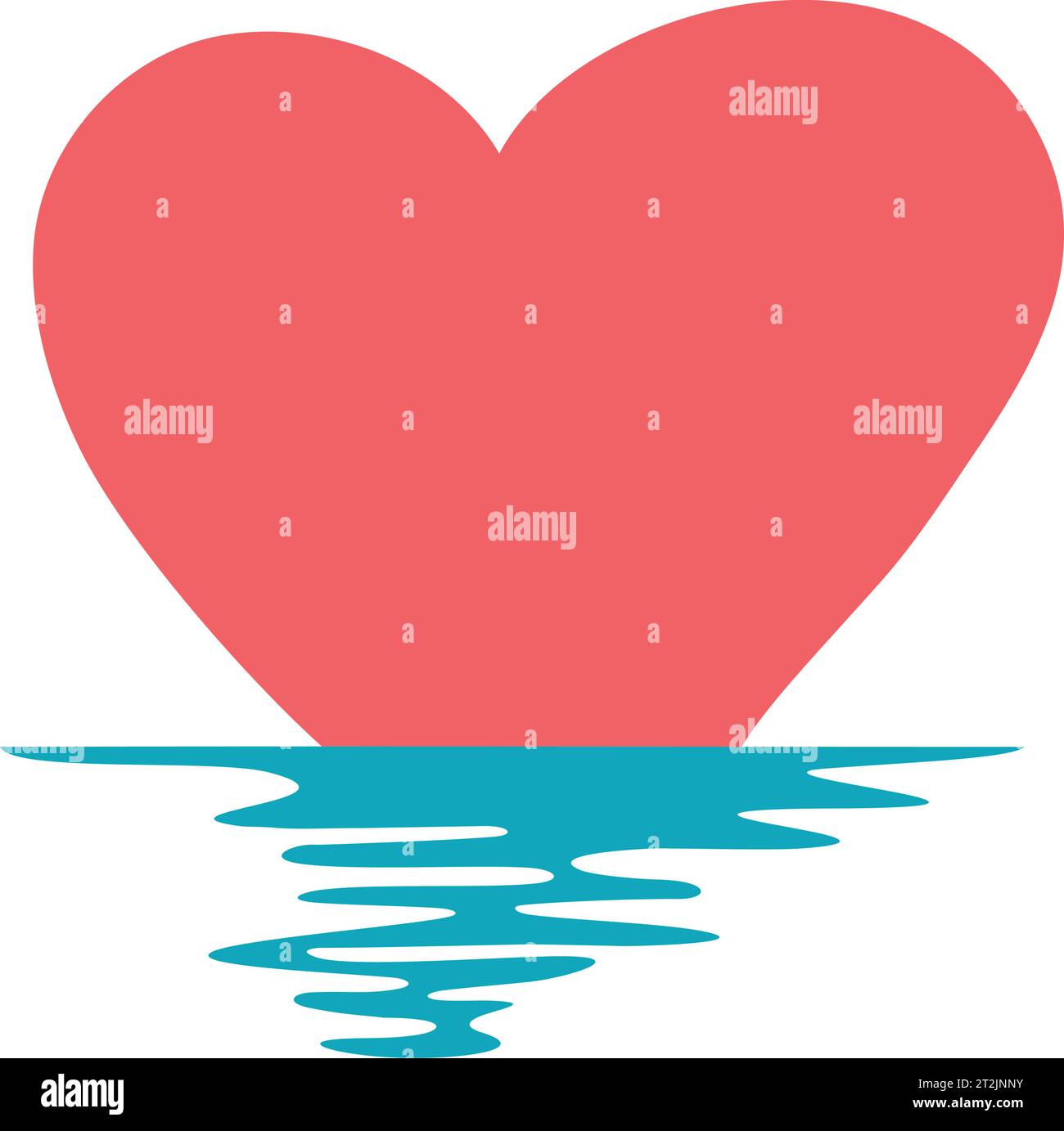 Sunset Heart Reflection Color Vector Illustration Stock Vector Image