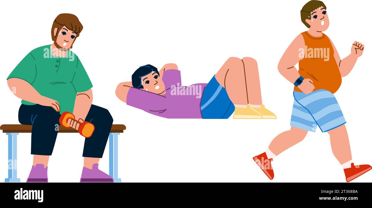 Lifestyle Overweight Man Fitness Vector Stock Vector Image Art Alamy