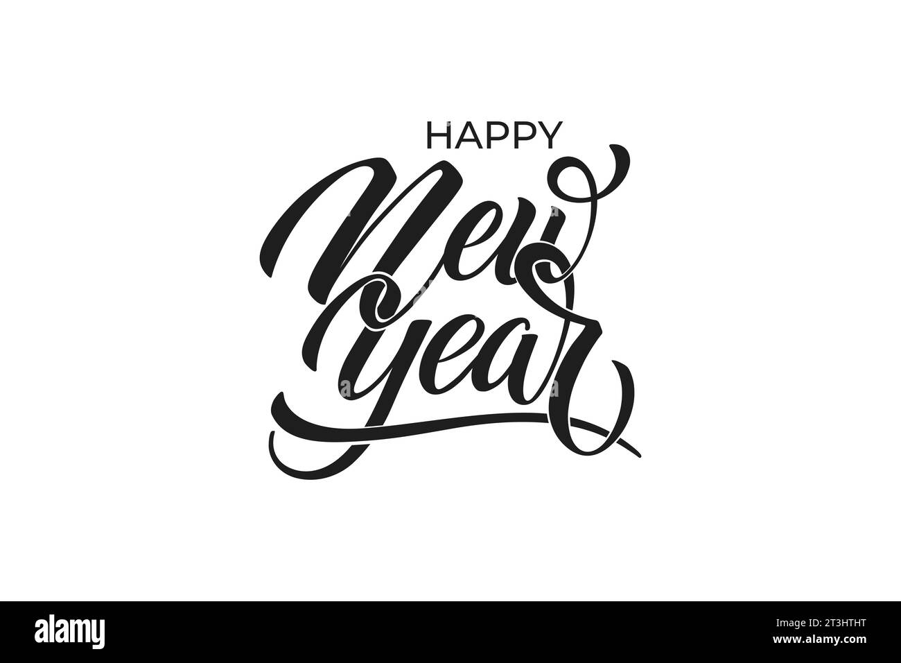 Happy New Year Hand Lettering Calligraphy Vector Holiday Illustration