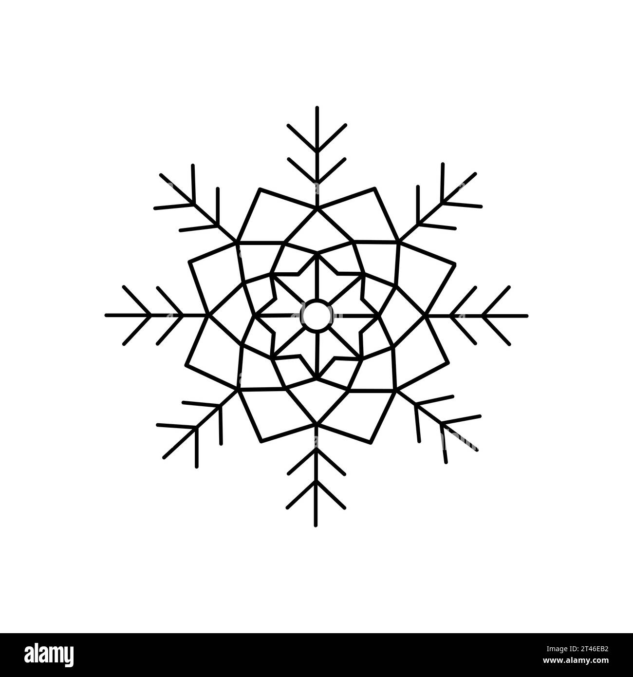 Snowflake Christmas Simple Doodle Linear Hand Drawn Vector Illustration