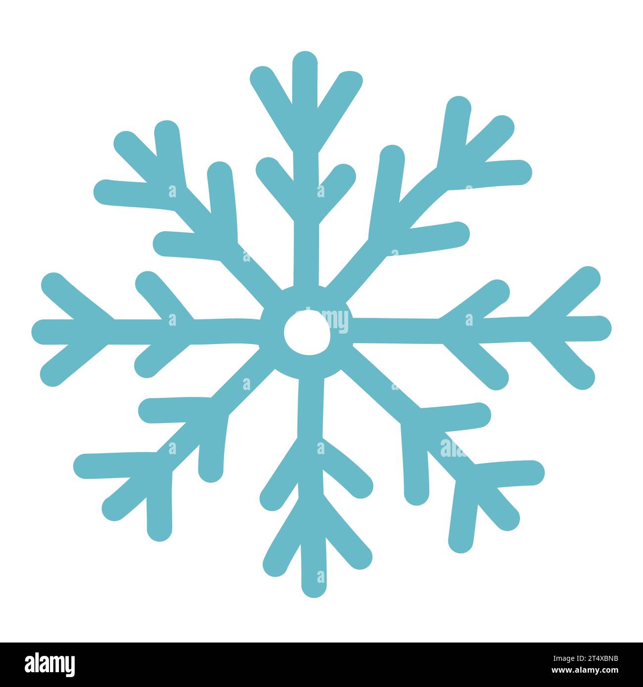 Beautiful Hand Drawn Snowflake Winter Design Element Flat Vector