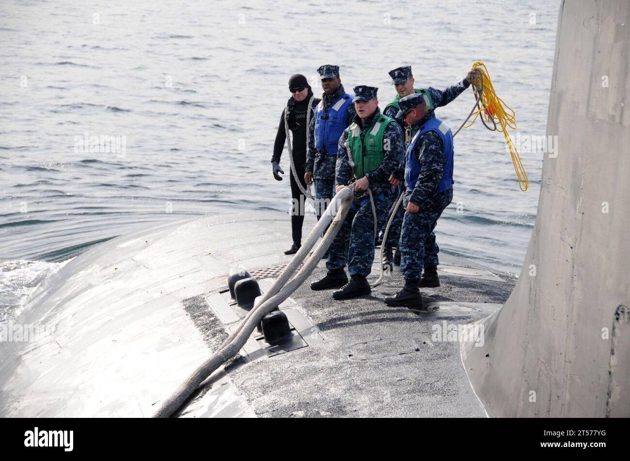 US Navy Sailors Aboard The Virginia Class Submarine USS North Carolina