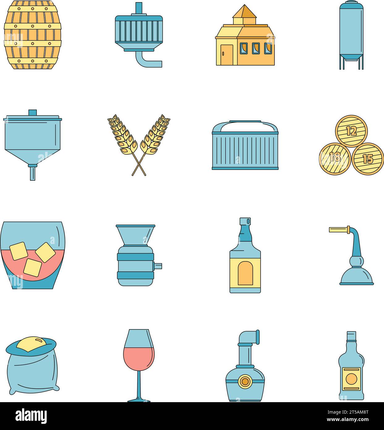 Whisky Bottle Glass Icons Set Outline Illustration Of 16 Whisky Bottle