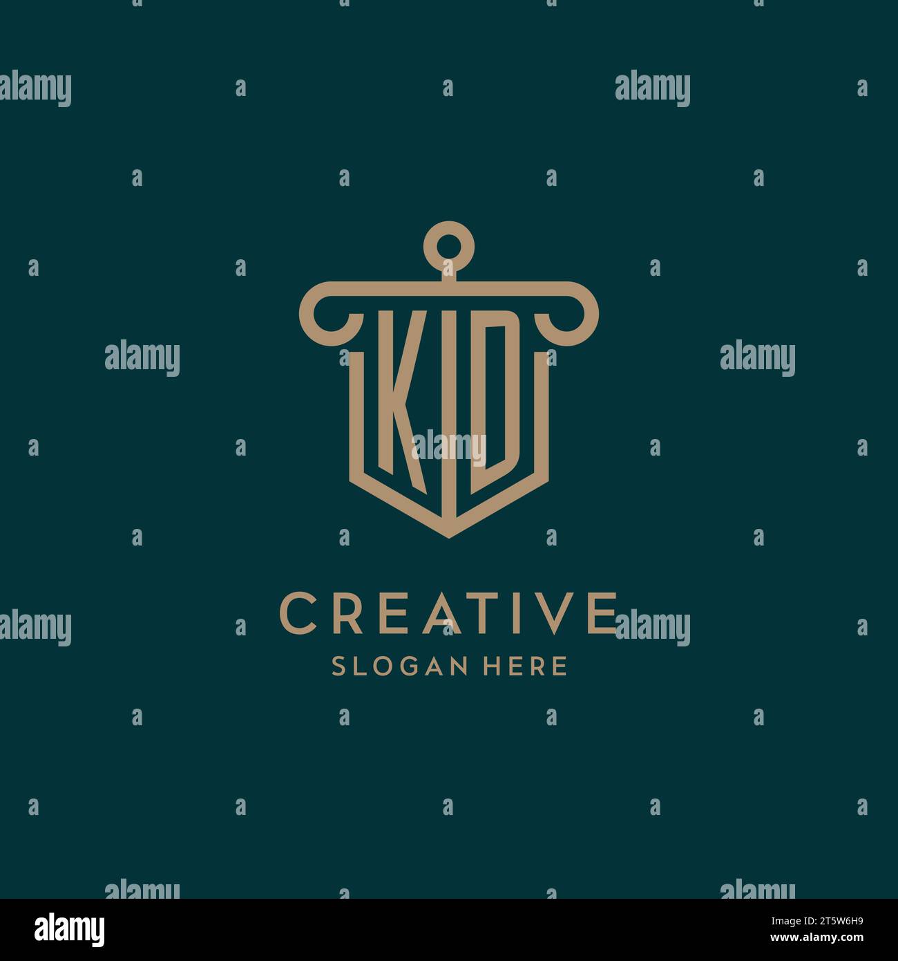 Kd Monogram Initial Logo Design With Shield And Pillar Shape Design