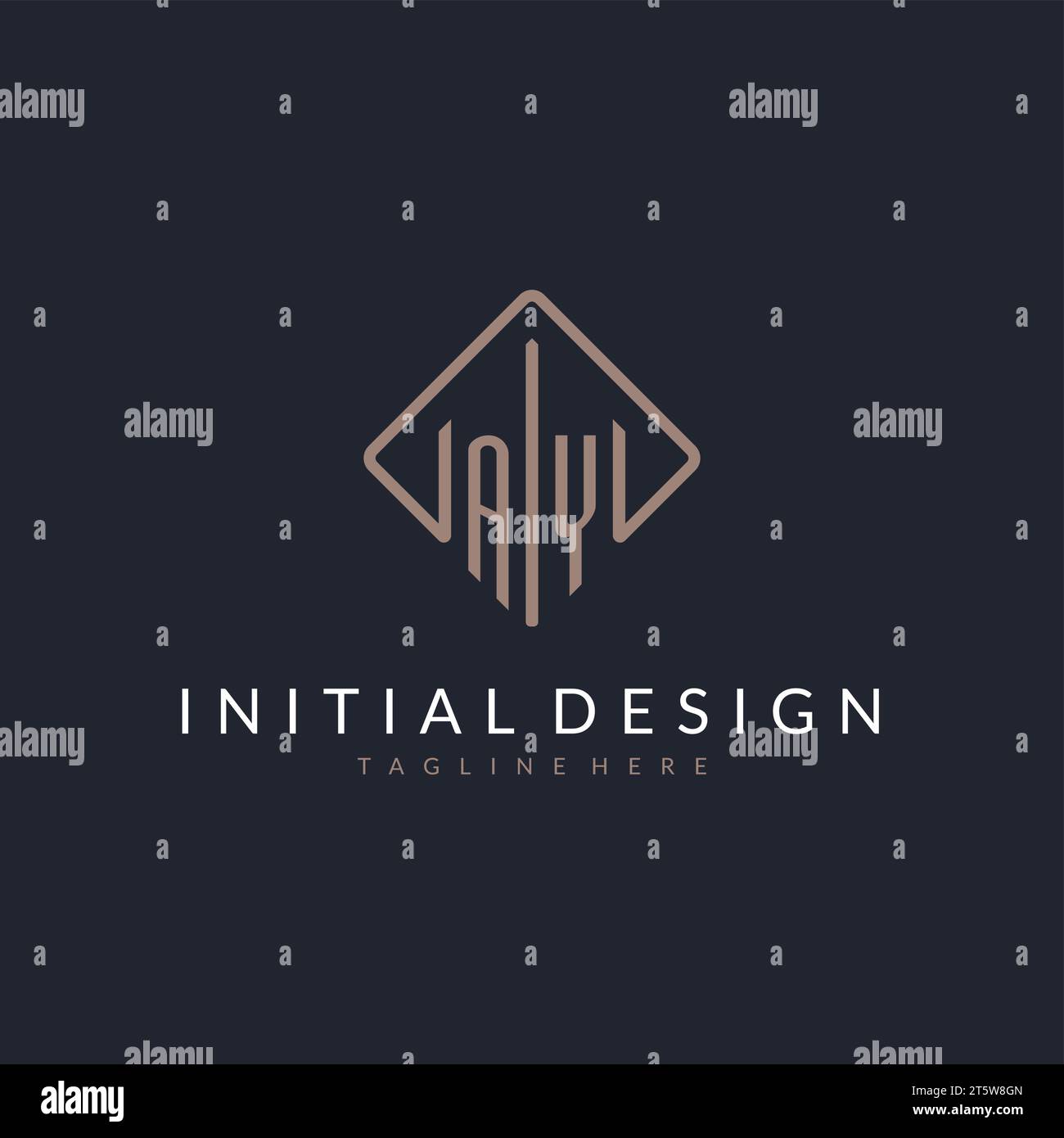 Ay Initial Logo With Curved Rectangle Style Design Ideas Stock Vector