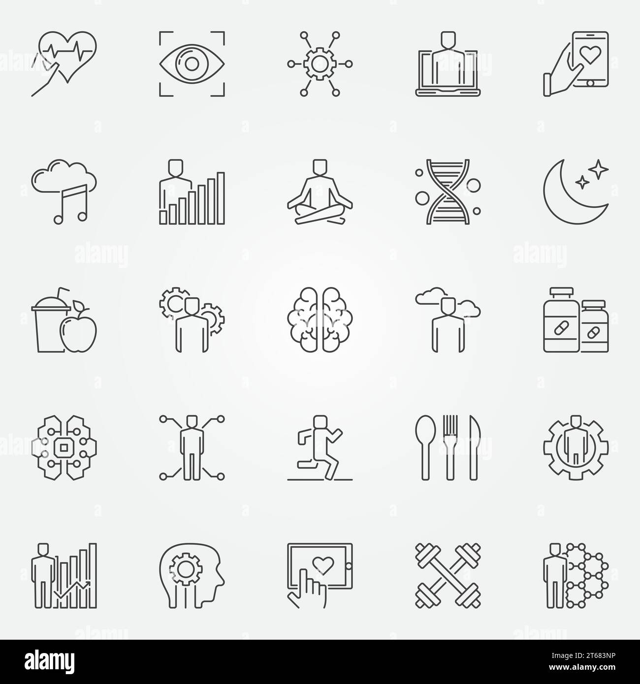 Biohacking Icons Set Vector Biology Hacking And Diy Bio Concept Signs