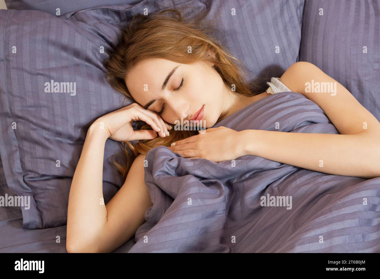 Beautiful Girl Sleeps In The Bedroom Woman Sleep In Bed Resting