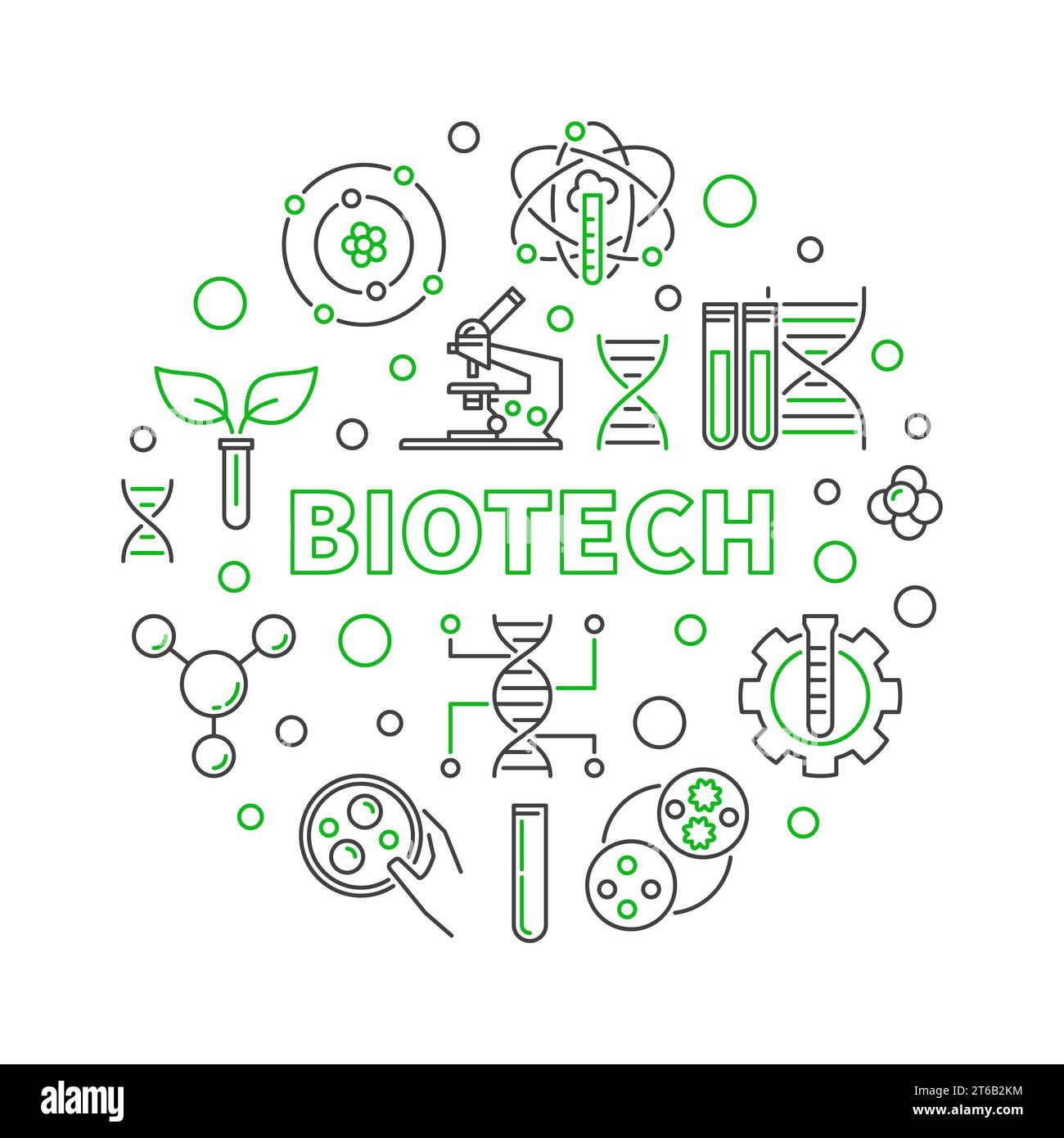 Vector Biotech Science Concept Creative Round Outline Illustration