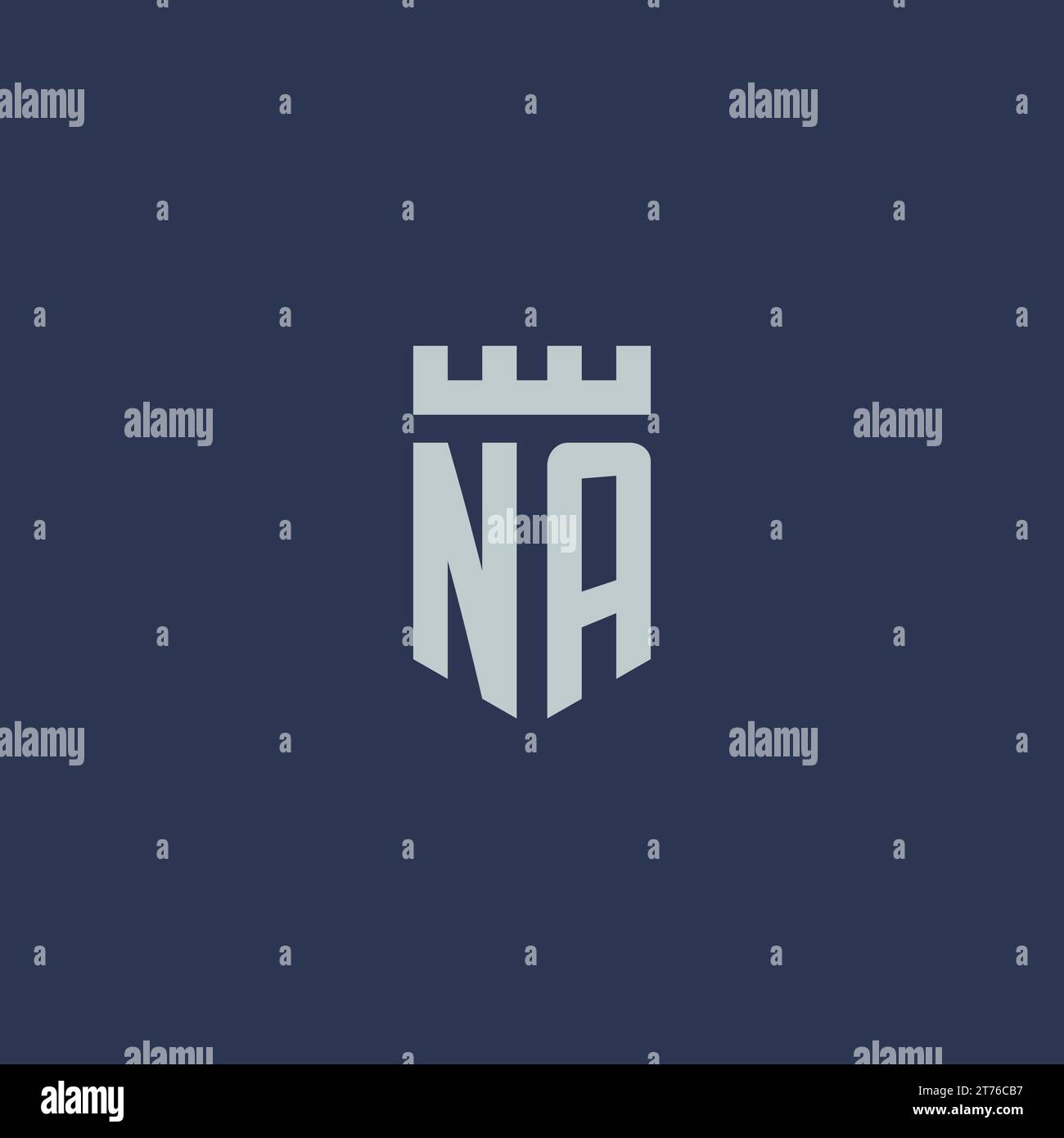 NA Logo Monogram With Fortress Castle And Shield Style Design Ideas